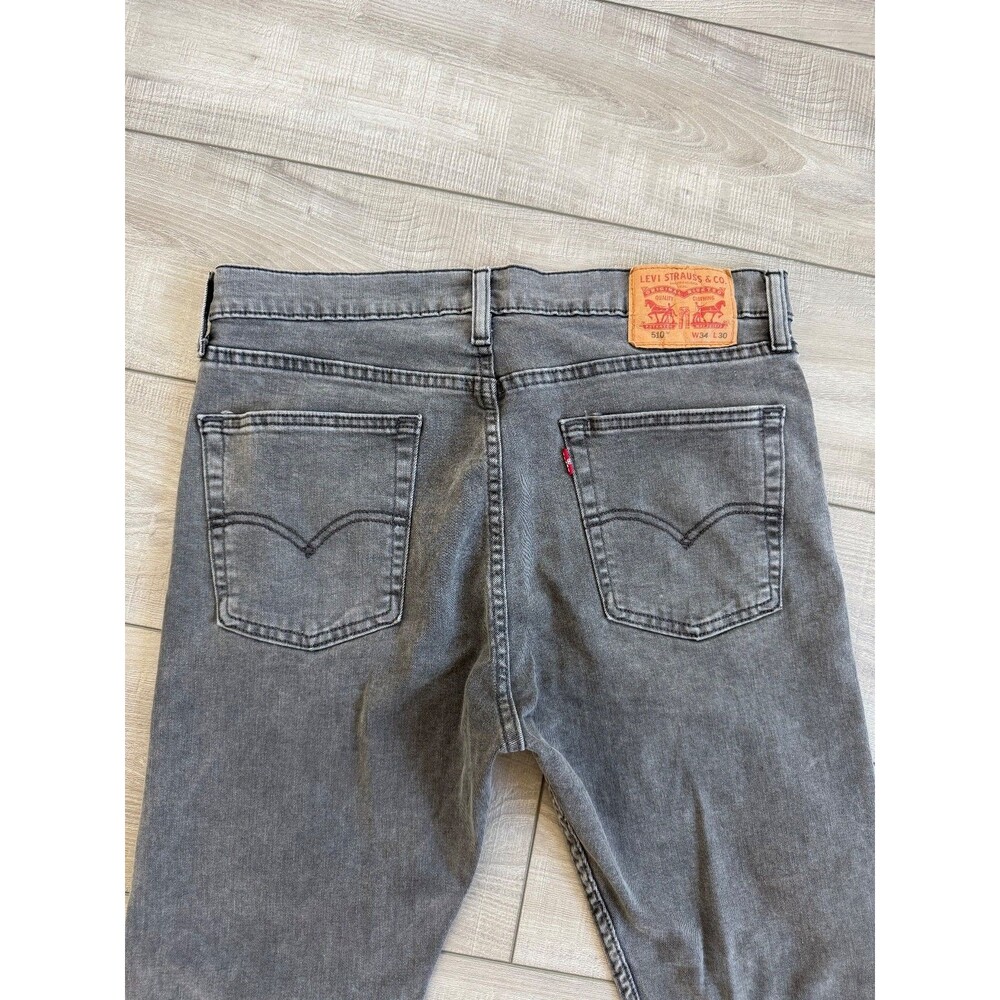 Levi's 510 Skinny Fit Men's Mid Rise Grey Denim Jean, size‎ 34 (A10) - Picture 10 of 13